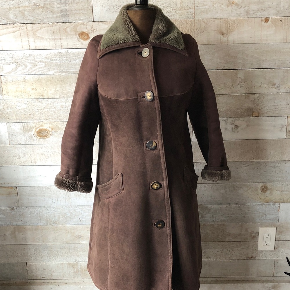 Brown Genuine Shearling (Spring Lamb) Swing Coat